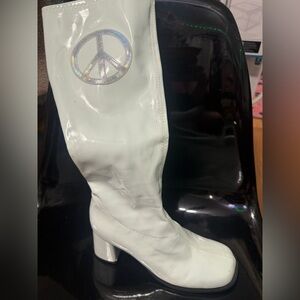 White Peace Sign Women's Boots